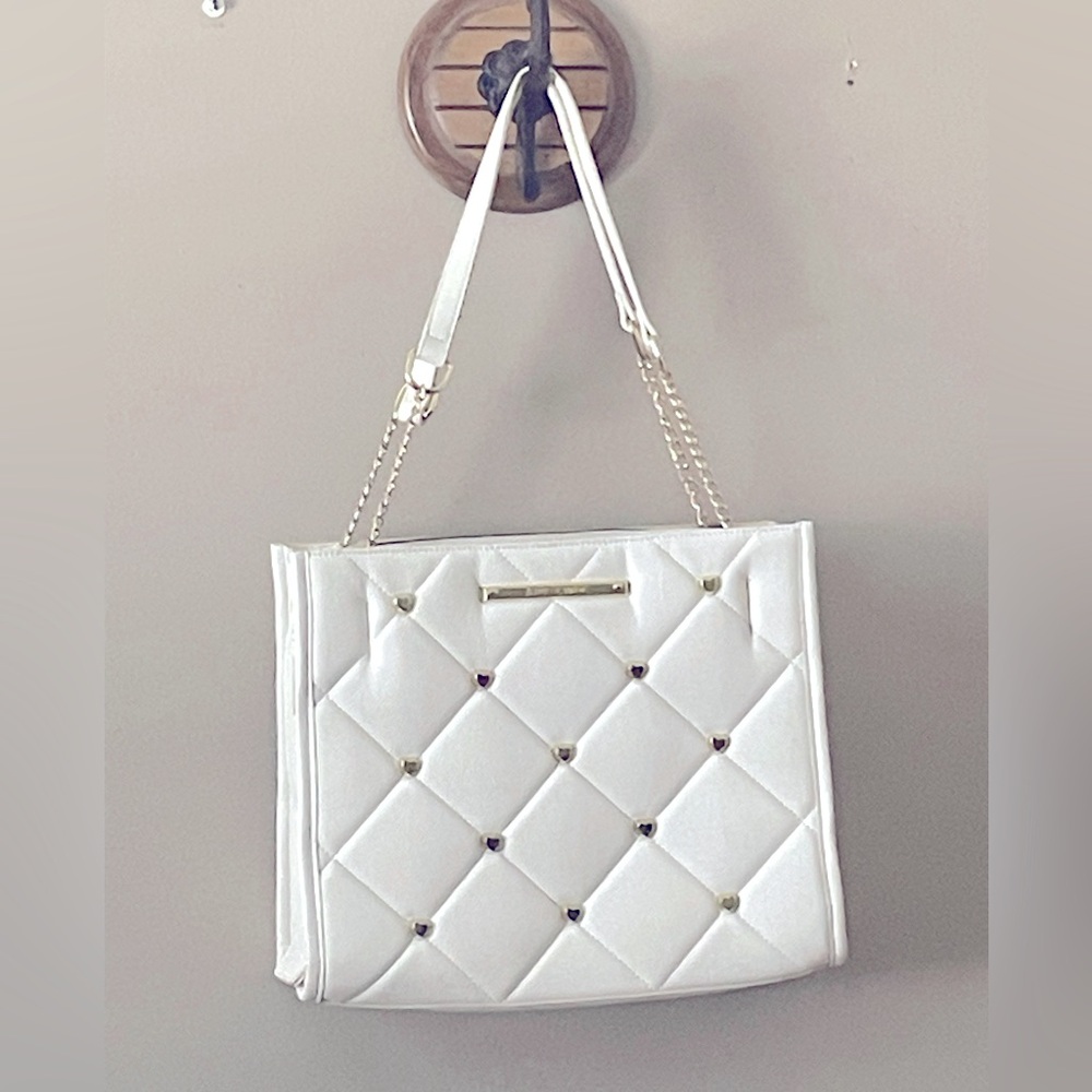 Betsey Johnson Gold and White Quilted Shoulder Bag